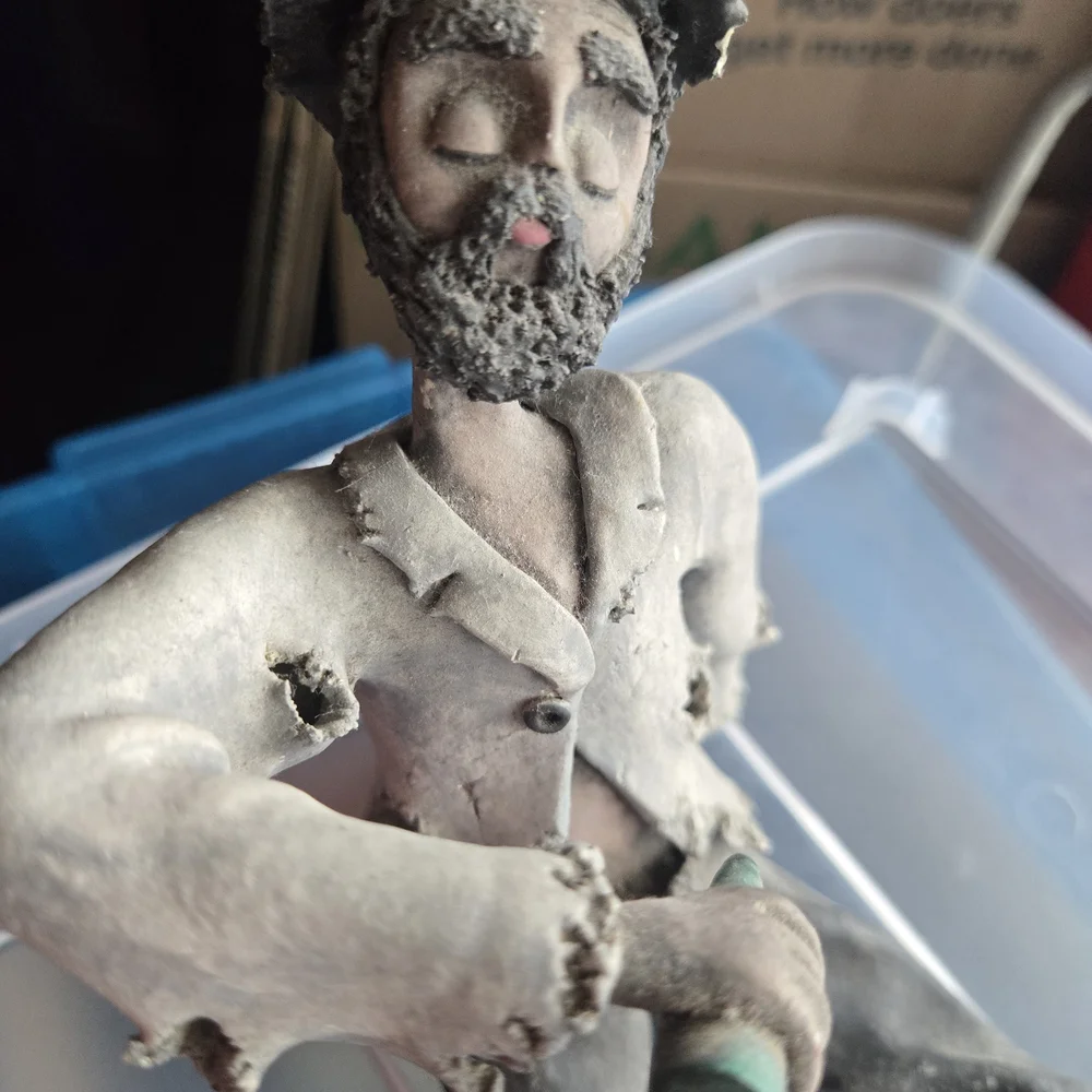 Rustic Musician Figurine